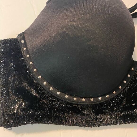 Victoria's Secret Very Sexy push up bra studded Black padded multi position 34C - Picture 2 of 10